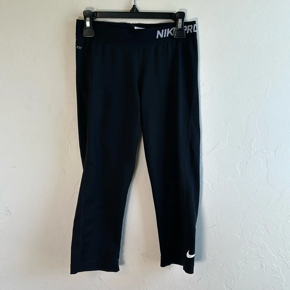 Nike Pro Dry Fit Black Crop Leggings/Tights Girls Sz S